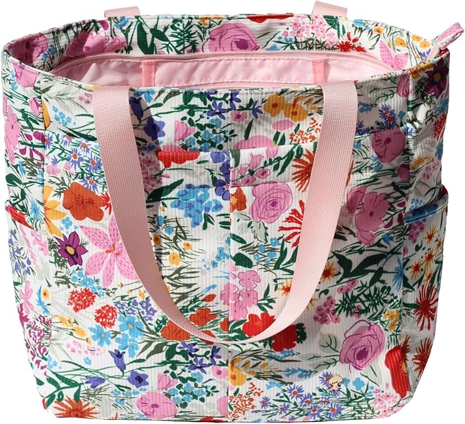 ESVAN Original Floral Tote Bag Large Shoulder Bag with Multi Pockets for Gym Travel Beach Daily Bags by ESVAN