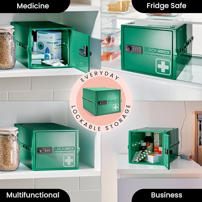 Lockabox One™ | Premium Medicine Lock Box | Medium Medication Lock Box With Code For Medicines, Vitamins & Supplements | External Size 12 x 8 x 6.6 inches (Medi Green) - Image 3