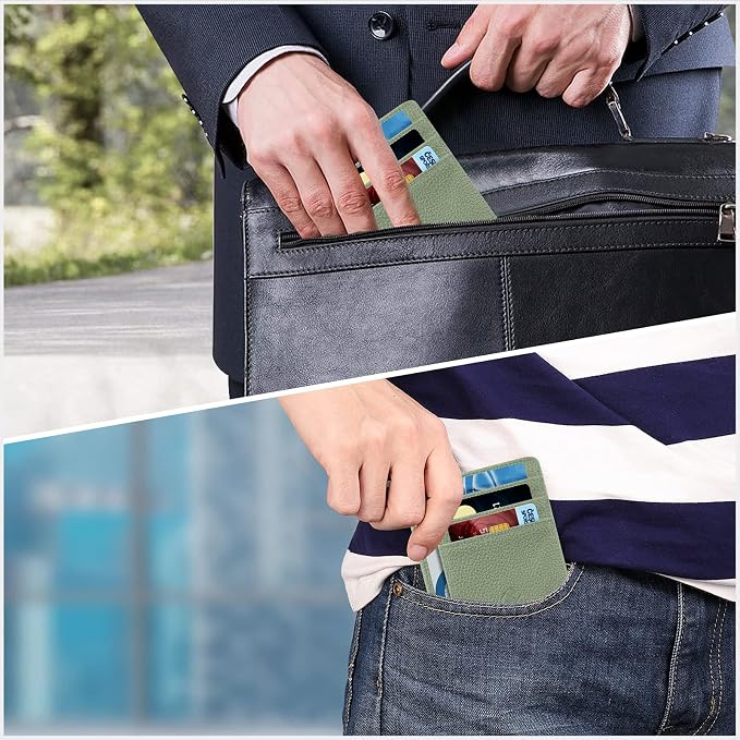 FINTIE Slim Front Pocket Wallet, RFID Blocking Credit Card Holder | Minimalist Card Cases with ID Window for Men Women, Sage Green - Image 6