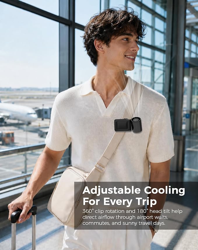 Hotsales Clip-On Portable Fan for Strollers, Handheld Turbo Fan for Travel | Small But Mighty Mini Fan, Detachable 360° Rotating Clip, LED Display, Rechargeable, Summer Outings, Gifts For Women And Men - Image 3