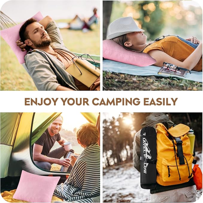 Small Shredded Memory Foam Pillow, Camping Pillow Travel Pillow - Compressible Medium Firm, Breathable Cover, Ideal Backpacking Hiking, Airplane and Car (Apricot Pink, S) - Image 7