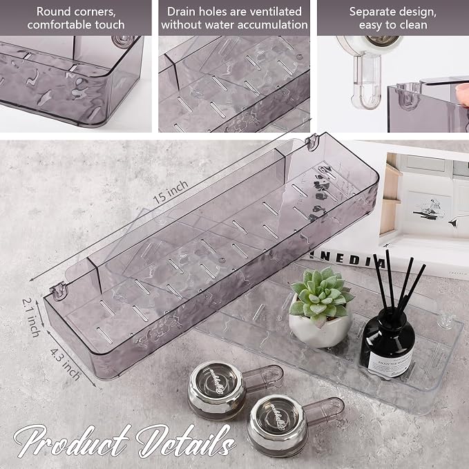 Corrugated Suction Cup Storage Holder,Movable Shower Shelf Suction Cup,Shower Caddy Large Organizer Bathroom,No-Drill Wall Mounted Bathroom Storage Rack Shelf(White) - Image 7