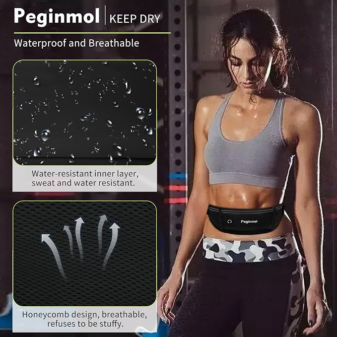 Slim Running Belt Fanny Pack, Waist Pack Bag for Women Men, Running Pouch for Phone Waterproof Reflective with 3 Pouches, Running Phone Holder for Sports, Traveling (Black) - Image 6