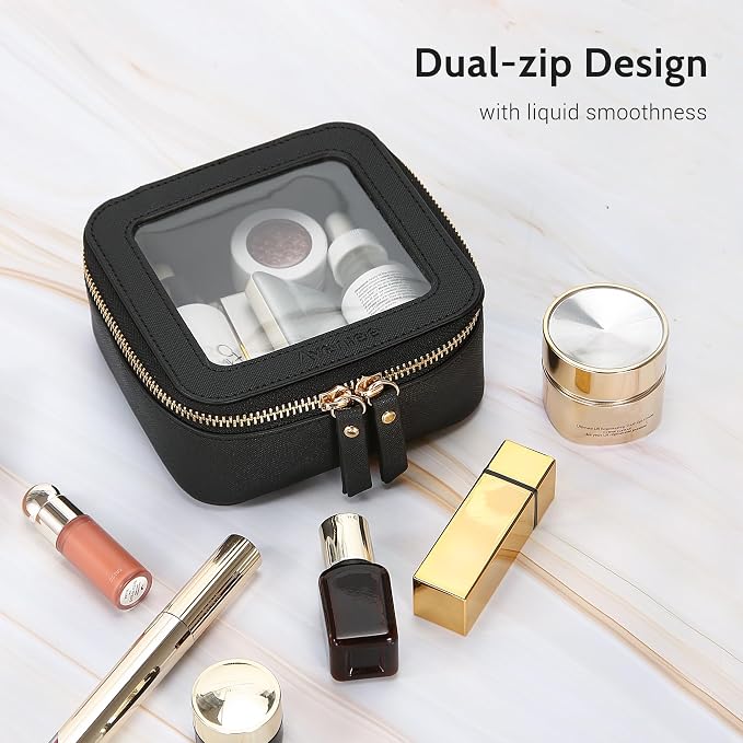 Aveniee Mini Clear Makeup Bag, Small Cosmetic Bags Travel Toiletry Pouch Organizer, TSA Approved Make up Case with Zipper, Car Bag for Essentials,Black - Image 5