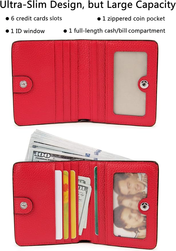 Small Leather Wallet for Women, Ladies Credit Card Holder RFID Blocking Women's Mini Bifold Pocket Purse - Image 2