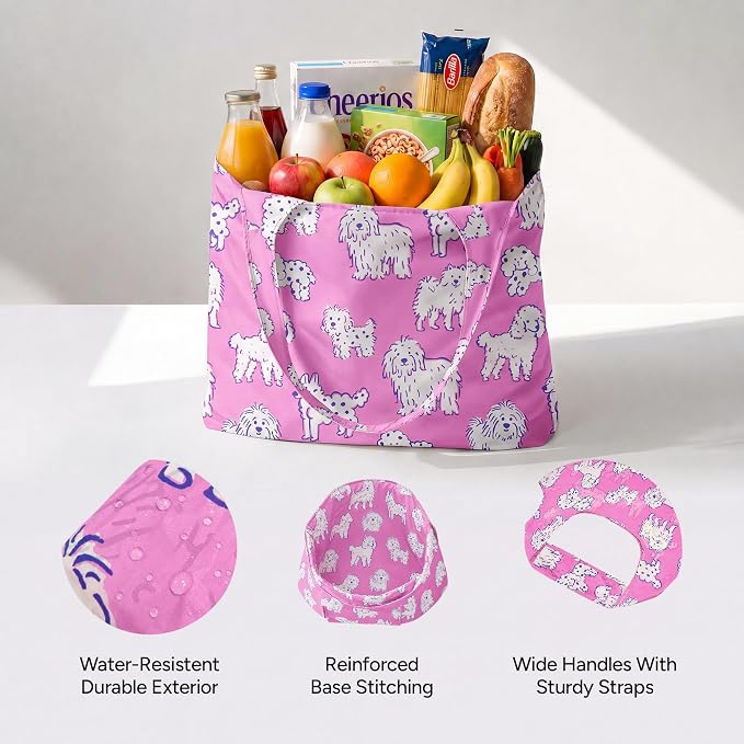 Stelle Lightweight Reusable Grocery Bag with Handles Ripstop Nylon Foldable Tote Shopping Bags for Travel and Groceries - Image 4