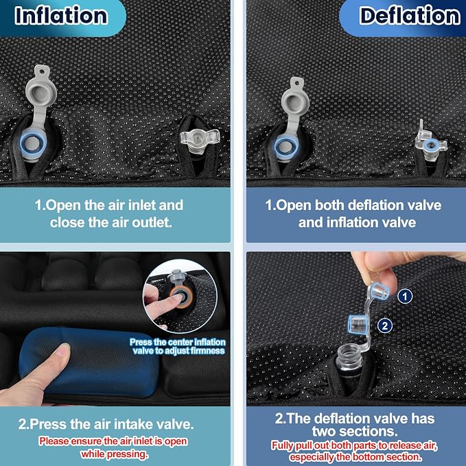 Inflatable Airplane Seat Cushion for Long Flights with Dual Airflow Fans | Portable Travel Cushion Airplane Seat for Air Travel, Office, Car and Wheelchair Rechargeable with Ergonomic Support - Image 9
