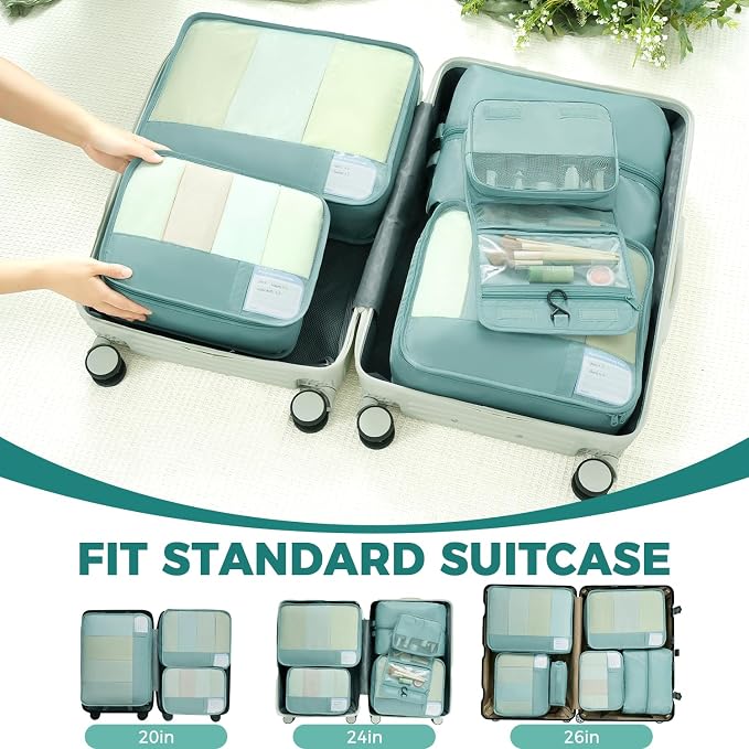 BAGAIL 9 Set Packing Cubes with Packing List Luggage Packing Organizers for Travel Accessories (Dusty Blue) - Image 8