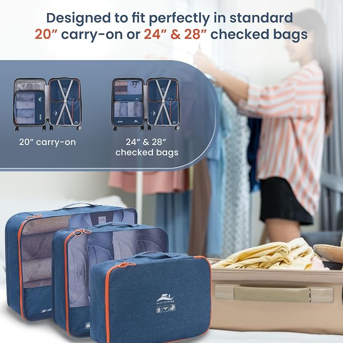 Blue Drifter 7 Set Packing Cubes for Travel, Suitcase Organizer Bags for Carry On Luggage, Luggage Organizer Bags with Toiletry Bag, Shoe Bag & Laundry Bag, Travel Essentials for Men & Women - Image 5