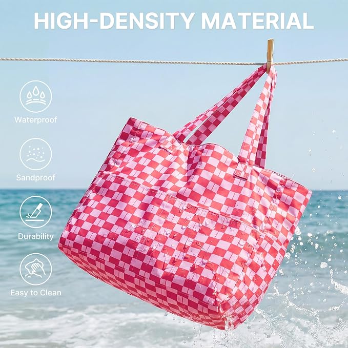 G4Free Large Beach Bag Waterproof Sandproof, Zipper Pool Tote for Women | XL Large Capacity, with Wet Compartment, Foldable Packable with A Pouch, for Swim Travel Grocery - Image 6