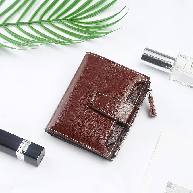 Small Compact Women Wallet RFID Blocking Genuine Leather Bifold Purse with ID Windows - Image 6