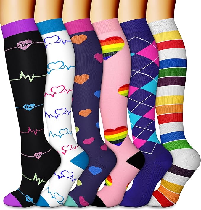 CHARMKING 6 Pairs-Compression Socks for Women & Men Circulation Best Support for Nurses, Running, Athletic,Flight Travel by CHARMKING
