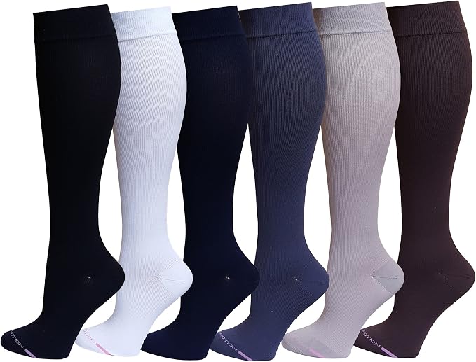 Dr Motion Differenttouch 6 Pairs Pack Women Graduated Compression Knee High Socks by Dr.+Motion