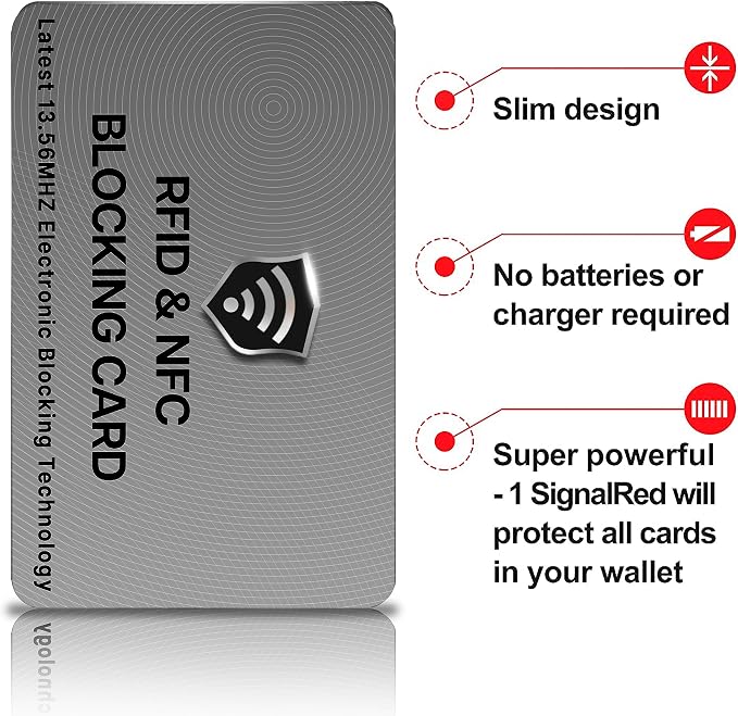 SaiTech IT 5 Pack RFID Blocking Card for Credit Debit ID Card, Grey | Slim Anti-Theft Contactless NFC RFID Blocker Protector, Easily Fit into Wallet and Purse, for Men & Women - Image 7