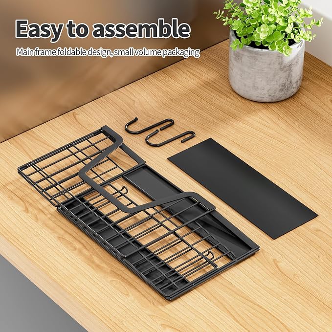 Magnetic Shelf for Fridge, Fruit Basket Magnet Shelves with 2 Hooks | Potato and Onion Storage Bins, Black Magnetic Organizer Side of Fridge Storage, Magnetic Spice Rack for Refrigerator Kitchen - Image 10