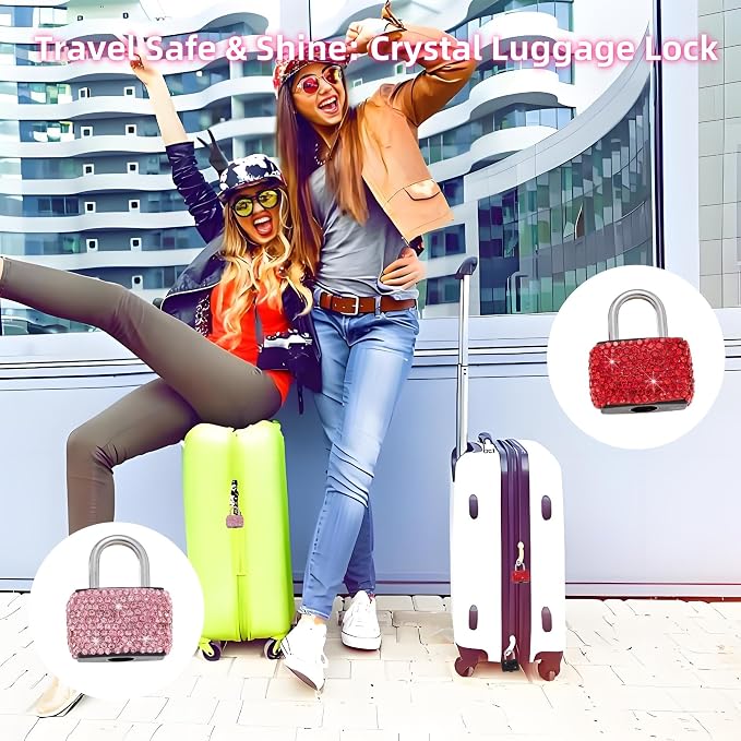 2 Pcs Small Locks with Keys Mini Luggage Locks Bling Padlock with Key Metal Lock for Locker Suitcase Bag(White+Black) - Image 5