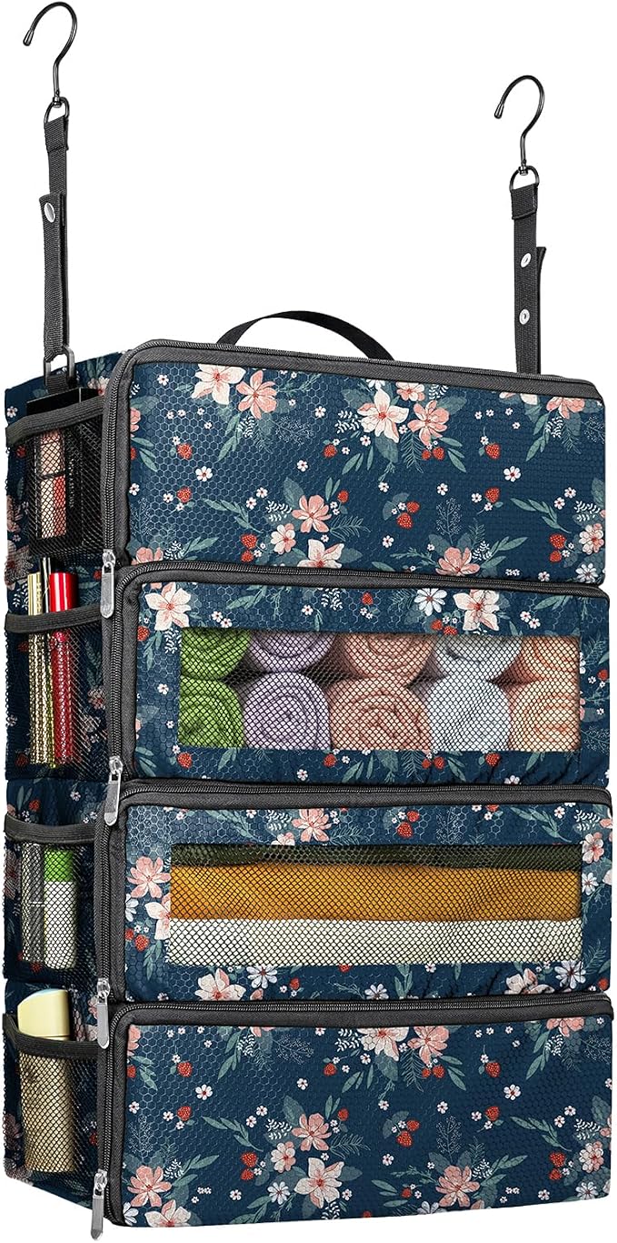 Suitcase Organizer, Travel Luggage Organizer Hanging Shelves Packing Cube Closet/Collapsible Portable Travel Organizer for Carry-on, Medium, Berry by Vokelater