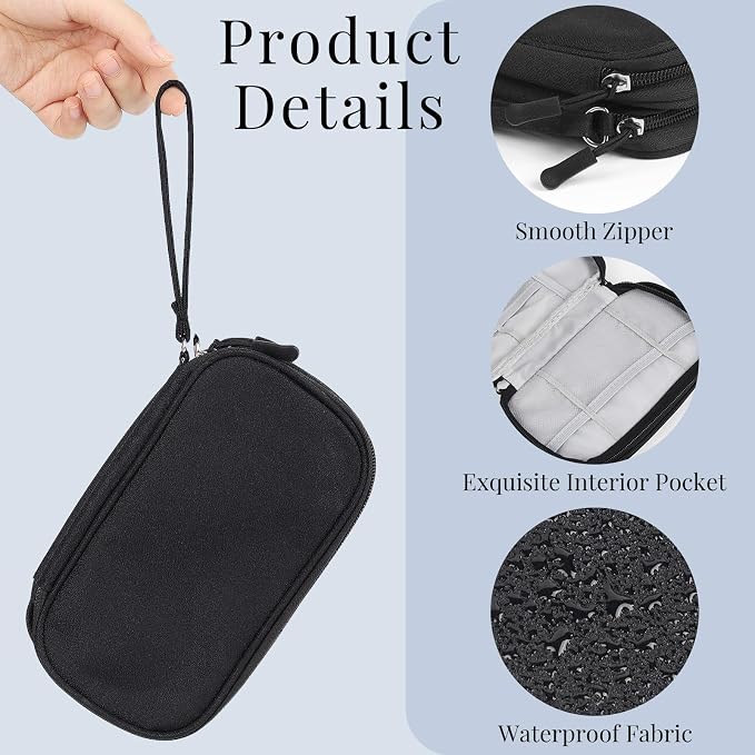 Travel Electronics Pouch Bag, Black Electronics Accessories Organizer Bag, Travel Cable Organizer Pouch for Charger Cord Phone Earphone Mouse - Image 5