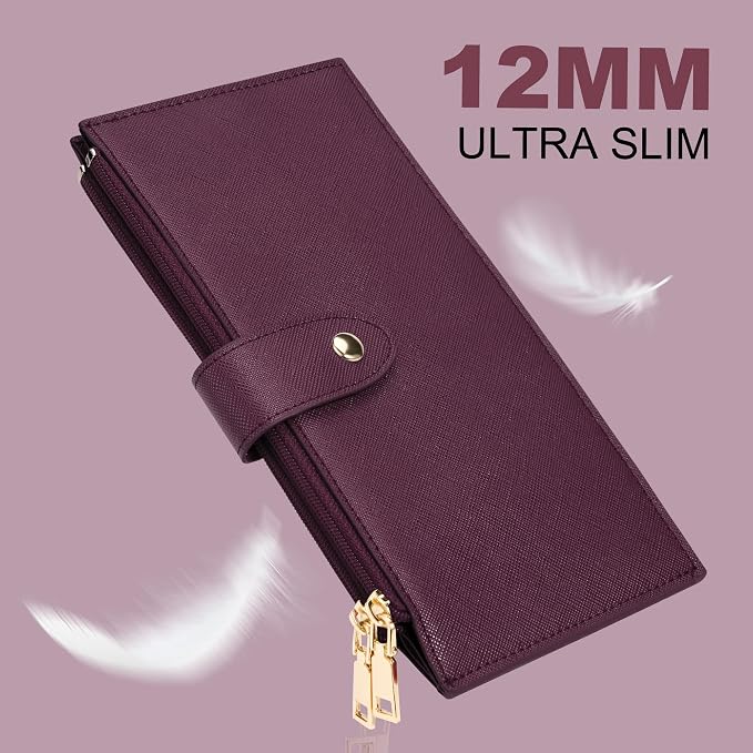 Travelambo RFID Wallet Women Large Size Bifold Multi Card Wallet Case with Zipper Pocke Credit Card Holder for Women - Image 8