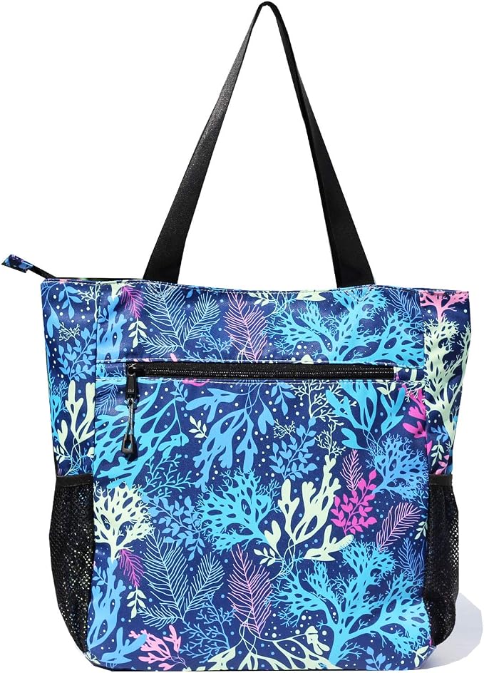ESVAN Original Floral Water Resistant Large Tote Bag Shoulder Bag for Gym Beach Travel Daily Bags Upgraded - Image 5