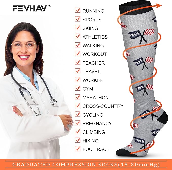 FEYHAY Copper Compression Socks (8 Pairs) 15-20 mmHg Circulation is Best Athletic & Daily for Men & Women, Running, Climbing - Image 5