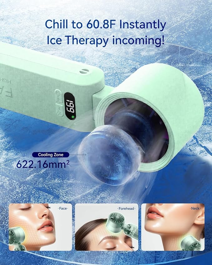 Handheld Portable Turbo Fan with Ice Cooler, Speed (1-199) 5500mAh Rechargeable Personal Fan,[20H Cooling Time] Mini Yet Powerful [20000 RPM] Small Pocket Fans for Travel/Outdoor/Office, Light Green - Image 2