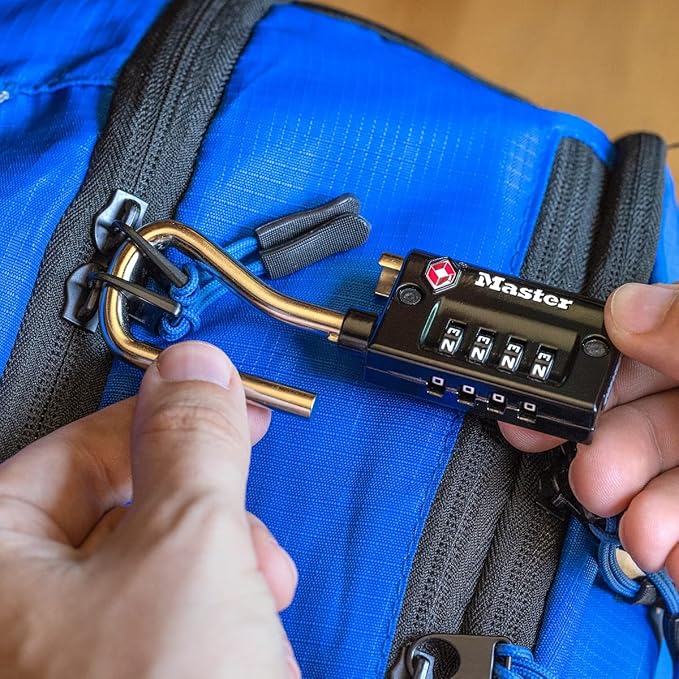 Master Lock Padlock, Set Your Own Combination TSA Accepted Luggage Lock, 1-5/16 in. Wide, 4696D, Black - Image 3