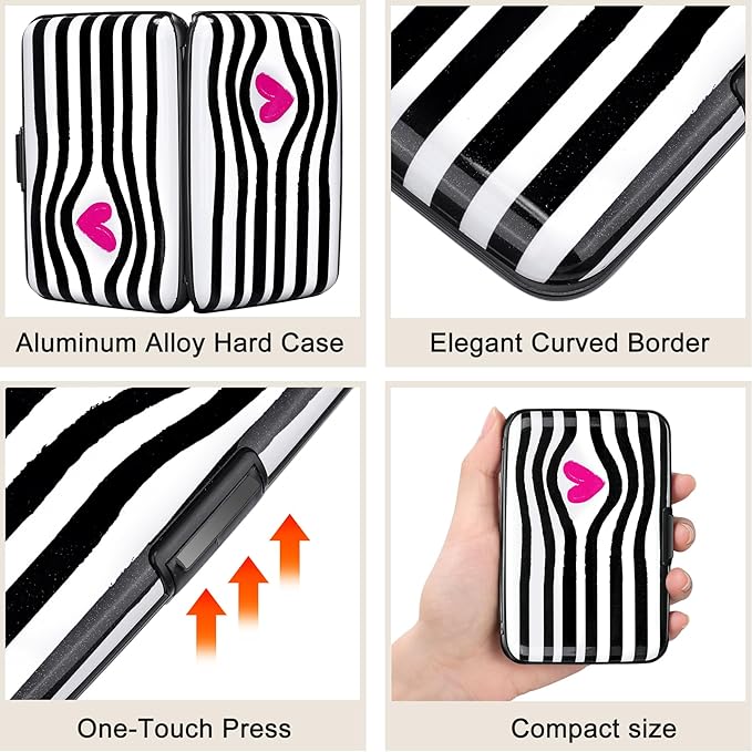 Mini RFID Aluminum Wallet Credit Cards Holder Business Card Case Metal ID Case for Men Women (Eye heart) - Image 3