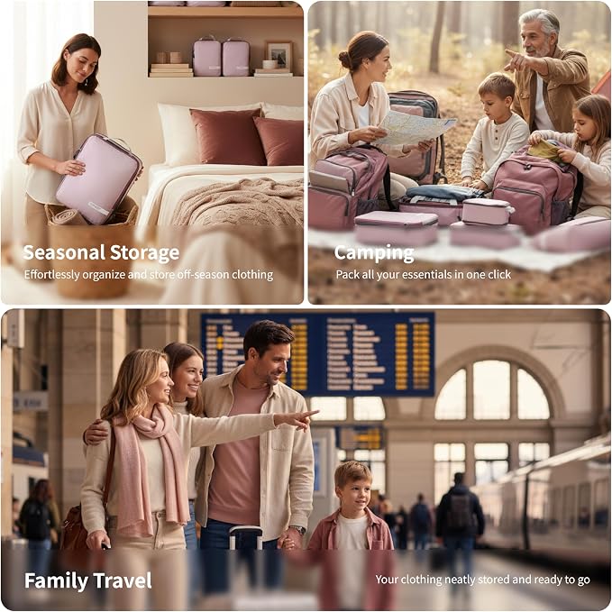Cipway Compression Packing Cubes for Travel (Mauve Pink 6 Set) | Ultralight Travel Cube Organizers for Carry-On Luggage, Suitcase & Backpack Travel Essentials - Image 7