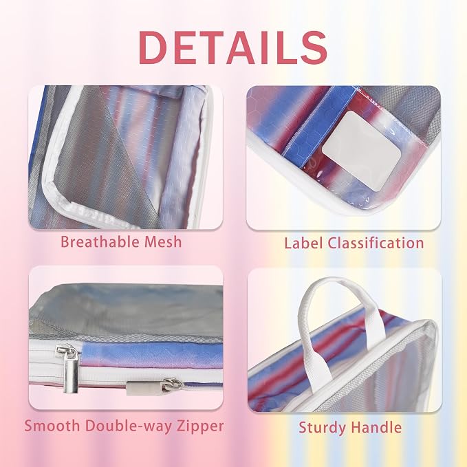 7 Pcs Compression Packing Cubes Travel for Suitcases, Luggage Organizer Washable Storage Bags Set for Backpack Travel- Packaging Cubes for Carry-Ons and Storage - Image 4