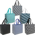BeeGreen 6-Pack Foldable Reusable Grocery Bags – Large Cloth Tote Bag with Handles, Bulk Shopping- Bags in Geometric Design, Shopping Baskets, Utility Reusable Gift for Groceries by BeeGreen