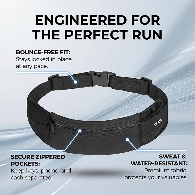 The Belt of Orion Running Belt, No-Bounce Waist Pack, 3 Pockets | Running Belt, No-Bounce Fit, 3 Zippered Pockets, Adjustable, For Running, Workouts & Hiking 9x3.5in - Image 2