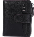 Women's RFID Blocking Leather Small Compact Bi-fold Zipper Pocket Wallet Card Case Purse with id Window by AINIMOER