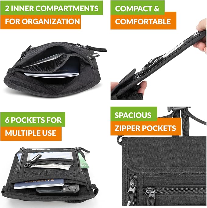 Complete RFID Travel Security Set - Hidden Money Belt and Sleek Neck Wallet - Ultimate Protection for Your Valuables on the Go. - Image 6