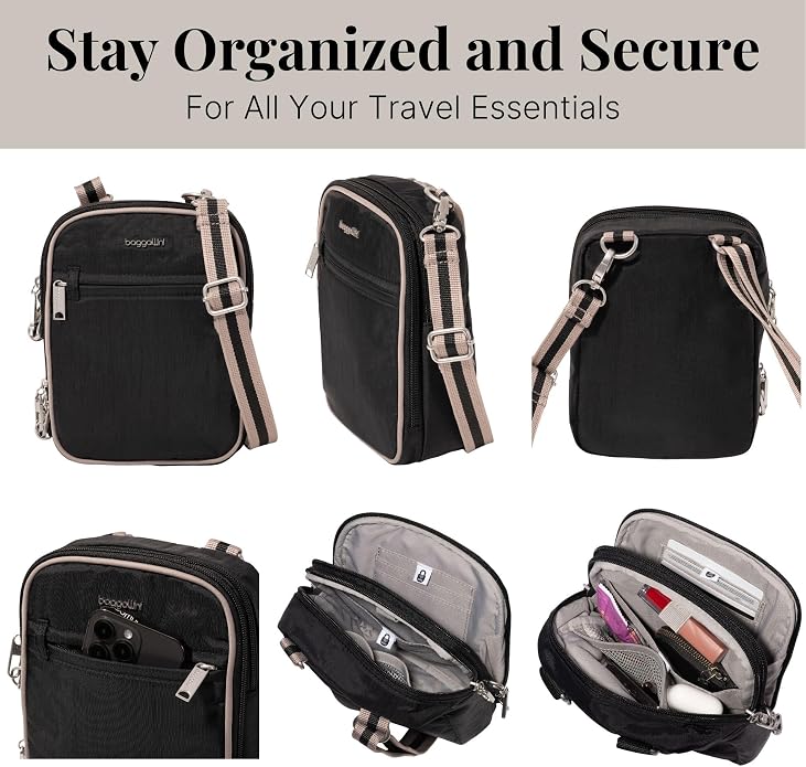 Baggallini Securtex® Anti-theft Mini Everything Crossbody Bag, 6.3"x8.25" Rfid, Locking Zippers & Cut-resistant Strap - Image 5