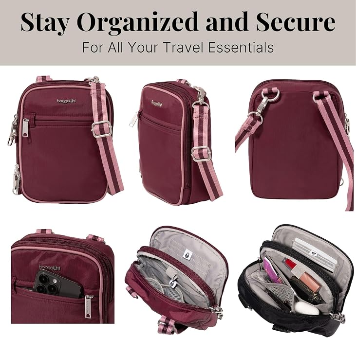 Baggallini Securtex® Anti-theft Mini Everything Crossbody Bag, 6.3"x8.25" Rfid, Locking Zippers & Cut-resistant Strap - Image 5