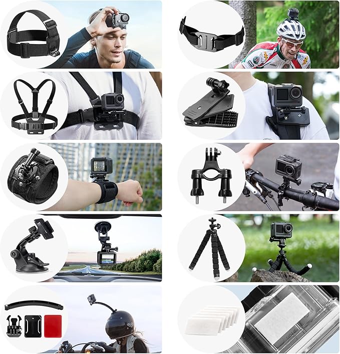 AKASO 42 in 1 Action Camera Accessories Kit for EK7000/EK7000 Pro/Brave 4/Brave 4 pro/Brave 7 LE/Brave 7/Brave 8/V50X/V50 Pro/V50 Elite/GoPro Hero 13 12 11 10 9 - Image 3