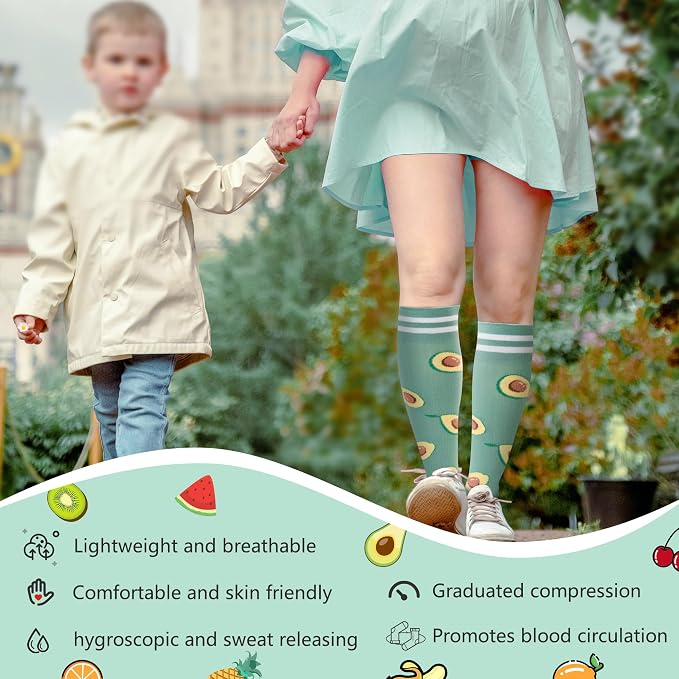 fenglaoda Compression Socks Women Men 4 Pairs, Knee High Support Socks for Running, Sports, Travel, Flight, Nurse - Image 5