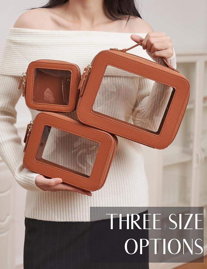 Clear Makeup Bag Toiletry Case Travel Transparent Cosmetic Bag with Zipper, Portable Make Up Organizer Traveling Compact Car Bag for Essentials - Image 7