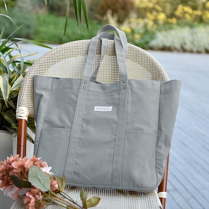 HOMESPON Large Canvas Tote Bag, Magnetic Work Laptop Pack for Women | Everything Bag, Multi Pockets, Internal Laptop Sleeve - Image 3