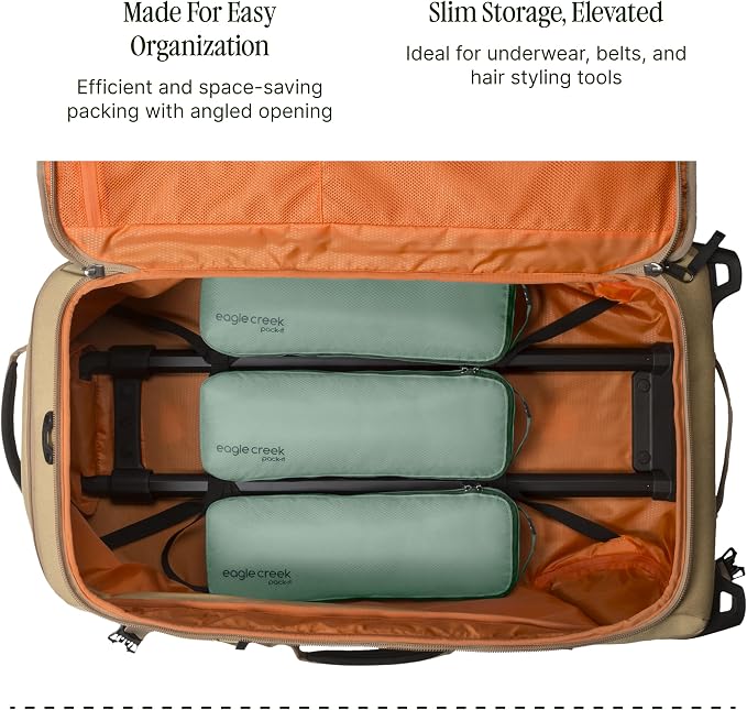 Eagle Creek Pack-It Reveal Slim Cube M/M/M Set, Willow Green | Compact Travel Organizer for Hair Styling Tools, Belts, and Small Items, Fits Between Trolley Rails in Luggage - Image 4