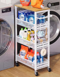 Laundry Room Slim Rolling Cart with Wheels for Between Washer and Dryer Gap | Utility Narrow Laundry Room Organization and Storage Shelves, White Skinny Shelf with Table Top,Detergent Organizer Cabinet by Unknown
