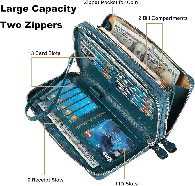 Small Compact Women Wallet RFID Blocking Genuine Leather Bifold Purse with ID Windows - Image 4