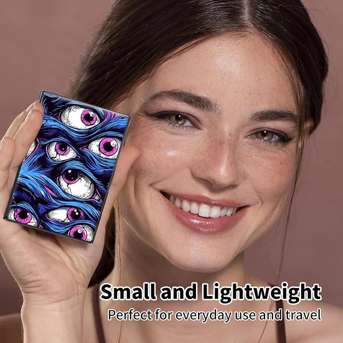 Metal Wallet,Credit Card Holder for Women Men,RFID Blocking Card Holder Mini Slim Aluminum Wallet ID Case Hard Case Business Card Holder Case,Funny Blue Eyes - Image 7