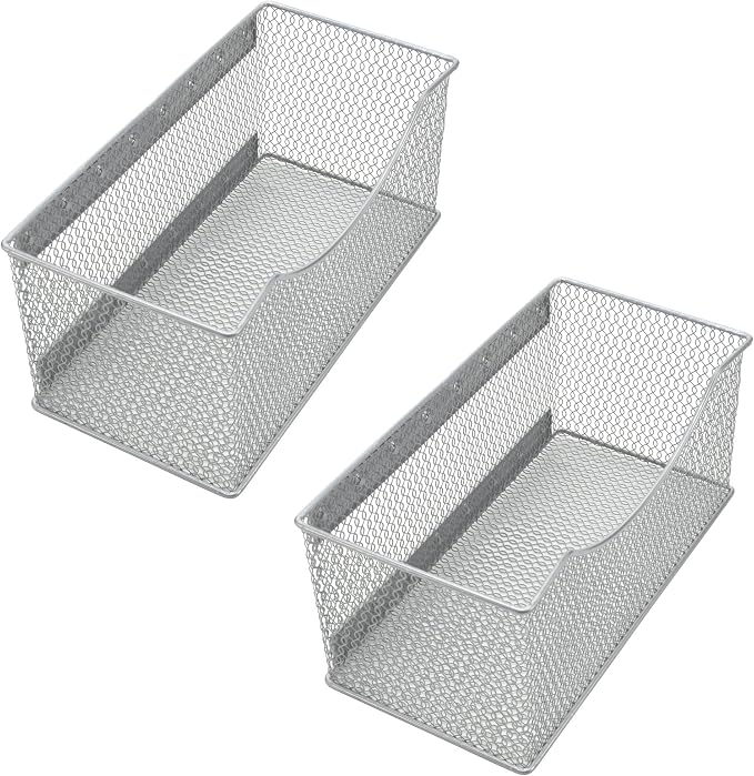 YBM HOME Magnetic Basket Storage Organizer with 16 Strong Magnets for Metal Desk, Fridge, Whiteboard, and Wall Locker Accessories, Large (2-Pack) by YBMHome