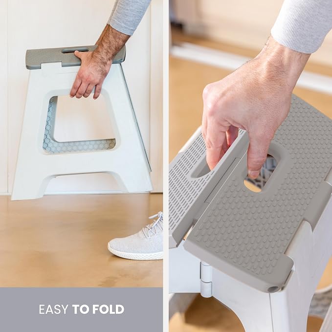 Vigar Compact Foldable Step Stool, 12-1/2-Inch, Gray | For Adults Up to 330 Pound, Lightweight, Non-Slip Folding Design, Compact Step Stool, Space-Saving Household Use - Image 8