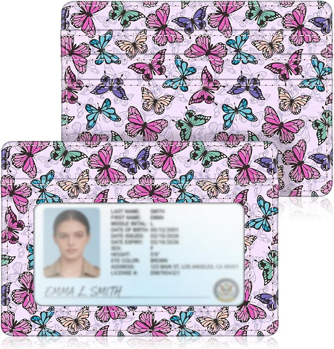 FINTIE Slim Minimalist Front Pocket Wallet RFID Blocking Credit Card Holder | Card Cases with ID Window for Men Women, butterfly by Fintie