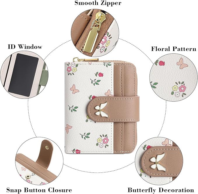 Small Wallet for Women Rfid Bifold Leather Card Holder Wallet With Zipper Pocket - Image 5