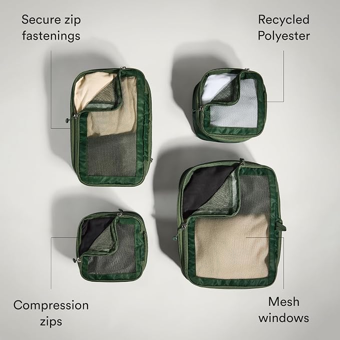ANTLER - Compression Packing Cubes for Travel, Luggage Organiser for Suitcases or Bags, Travel Accessories, Set of 4, Antler Green - Image 4