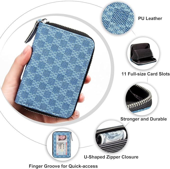 Credit Card Wallet, RFID Card Case Wallet, Zipper Card Cases Holder for Men Women, RFID Blocking, KeyChain Wallet, Compact Size Card Organizer Case for Women - Image 5